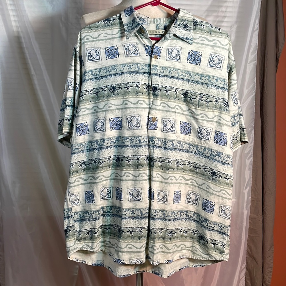 Y2K Summa Silk Hawaiian Mens Shirt Untuck
